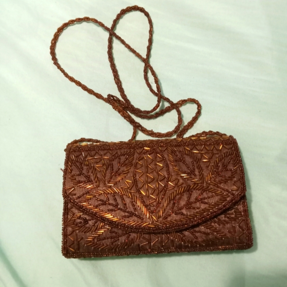 🖤🤎 NWT H&M Spaghetti Strap Sequined Dress XS With Copper Sequined Purse Party - Picture 6 of 7